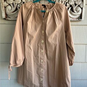 NWT J. Crew Tan Button-Up Mini Dress Large
